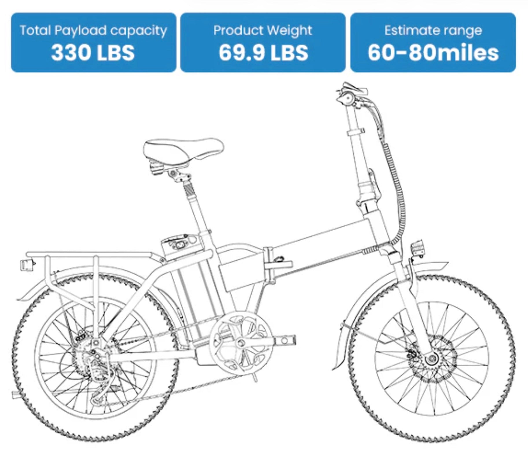Foldable Electric Bike 100Mile - 36mph - Low Stock